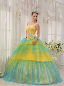Popular Colorful Strapless Sweet 16 Dresses with Beading Ruffles