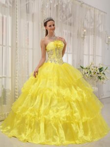 Beading Ruffles Accent Sweet 16 Dresses in Yellow in Puerto Rico