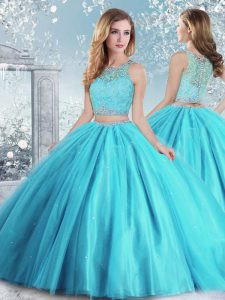 Sleeveless Clasp Handle Floor Length Beading and Sequins Sweet 16 Dress