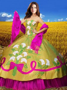 Customized Floor Length Multi-color 15th Birthday Dress Sweetheart Sleeveless Lace Up