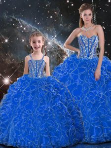 Organza Sleeveless Floor Length Vestidos de Quinceanera and Beading and Ruffles