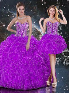 Sleeveless Beading and Ruffles Lace Up Quinceanera Gowns