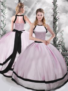 Pink Zipper Scoop Ruching 15 Quinceanera Dress Taffeta Sleeveless