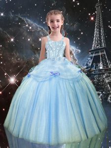 Tulle Sleeveless Floor Length Pageant Dress for Womens and Beading