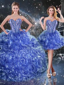 Organza Sleeveless Floor Length Sweet 16 Dresses and Beading and Ruffles