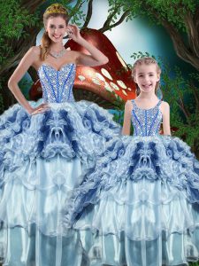 Sophisticated Floor Length Multi-color Quinceanera Gown Sweetheart Sleeveless Lace Up