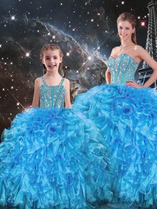 Hot Selling Sleeveless Beading and Ruffles Lace Up Quinceanera Dress