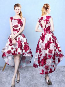 Chic Multi-color Scoop Neckline Pattern Quinceanera Dama Dress Sleeveless Lace Up