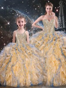 Sleeveless Beading and Ruffles Lace Up Quinceanera Gowns