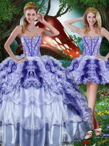 Sleeveless Beading and Ruffles and Ruffled Layers Lace Up Vestidos de Quinceanera
