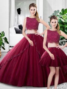 Glamorous Lace and Ruching Sweet 16 Dresses Fuchsia Zipper Sleeveless Floor Length