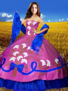 Beautiful Multi-color Taffeta Lace Up Sweet 16 Dress Sleeveless Floor Length Embroidery