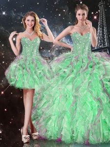 Floor Length Apple Green Quinceanera Dress Sweetheart Sleeveless Lace Up