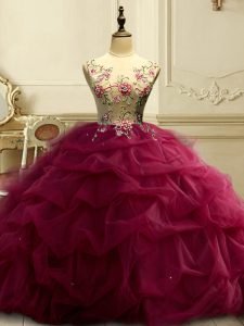 Ball Gowns Quince Ball Gowns Burgundy Scoop Organza Sleeveless Floor Length Lace Up