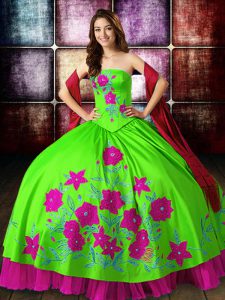 Multi-color Quinceanera Gowns Military Ball and Sweet 16 and Quinceanera with Embroidery Strapless Sleeveless Lace Up