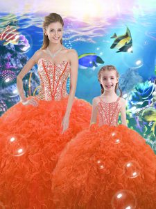 Deluxe Organza Sleeveless Floor Length Quinceanera Gowns and Beading and Ruffles