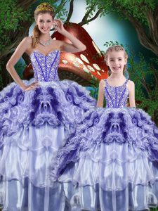 Multi-color Sweetheart Lace Up Beading and Ruffles and Ruffled Layers Sweet 16 Quinceanera Dress Sleeveless