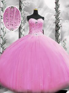 High Class Lilac Vestidos de Quinceanera Military Ball and Sweet 16 and Quinceanera with Beading Sweetheart Sleeveless Lace Up