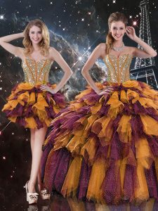 Classical Multi-color Sweetheart Lace Up Beading and Ruffles and Ruffled Layers 15 Quinceanera Dress Sleeveless