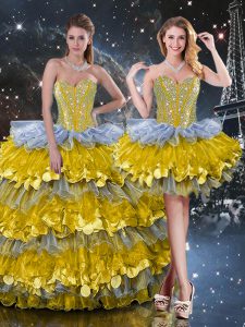Beautiful Sweetheart Sleeveless Lace Up Sweet 16 Dress Multi-color Organza
