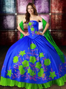 Beauteous Embroidery Sweet 16 Quinceanera Dress Multi-color Lace Up Sleeveless Floor Length