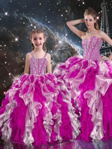 Custom Made Sleeveless Beading and Ruffles Lace Up Sweet 16 Quinceanera Dress