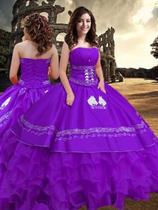 Floor Length Ball Gowns Sleeveless Purple Sweet 16 Dress Zipper