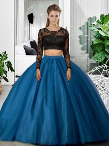 Top Selling Tulle Long Sleeves Floor Length Vestidos de Quinceanera and Lace and Ruching