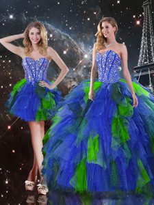 Ball Gowns 15 Quinceanera Dress Multi-color Sweetheart Tulle Sleeveless Floor Length Lace Up