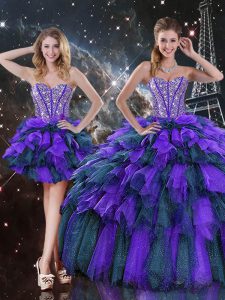 Luxury Floor Length Multi-color Sweet 16 Dresses Sweetheart Sleeveless Lace Up