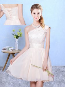 Fabulous Cap Sleeves Lace Up Knee Length Appliques Quinceanera Court Dresses