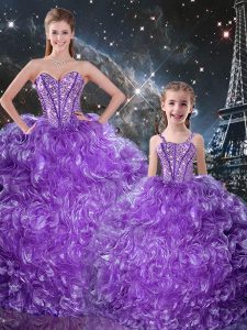 Gorgeous Sleeveless Beading and Ruffles Lace Up Ball Gown Prom Dress