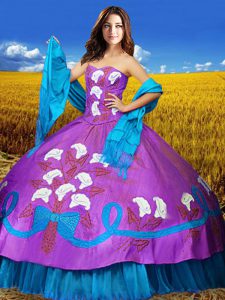 Wonderful Multi-color Sleeveless Embroidery Floor Length Quinceanera Gowns