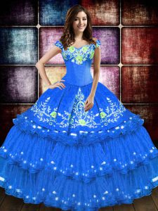 Latest Floor Length Ball Gowns Sleeveless Blue Sweet 16 Quinceanera Dress Lace Up