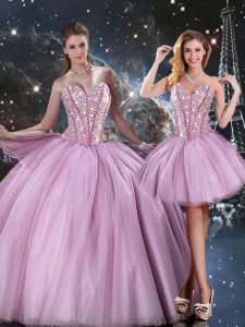 Nice Floor Length Lilac 15th Birthday Dress Sweetheart Sleeveless Lace Up