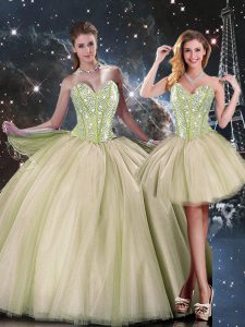 Free and Easy Floor Length Multi-color Quinceanera Gown Tulle Sleeveless Beading