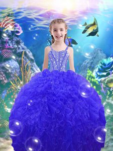 Organza Sleeveless Floor Length Pageant Dress Wholesale and Beading and Ruffles