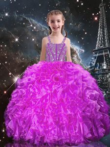 Charming Sleeveless Beading and Ruffles Lace Up Little Girls Pageant Dress Wholesale