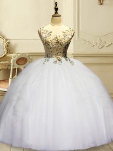 Sleeveless Appliques and Ruffles Lace Up Quinceanera Gown