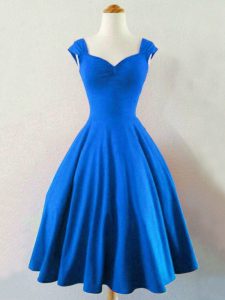 Lovely Taffeta Straps Sleeveless Lace Up Ruching Quinceanera Court Dresses in Blue