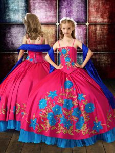 Floor Length Ball Gowns Sleeveless Hot Pink Little Girls Pageant Dress Wholesale Lace Up
