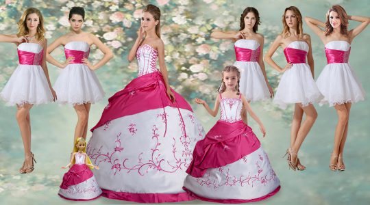 Ball Gowns Quinceanera Dress White Strapless Taffeta Sleeveless Floor Length Lace Up