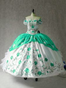 Luxurious Cap Sleeves Organza Floor Length Lace Up Ball Gown Prom Dress in Multi-color with Embroidery and Ruffles