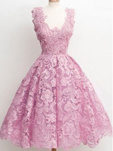 Clearance Lilac Zipper Straps Lace Dama Dress for Quinceanera Lace Sleeveless