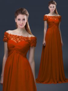 Short Sleeves Appliques Lace Up Mother Of The Bride Dress