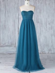 Shining Teal Sweetheart Side Zipper Appliques Dama Dress Sleeveless