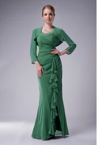 New Arrival Chiffon Straps Sleeveless Zipper Beading Mother of the Bride Dress in Green