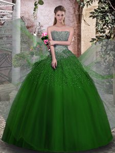 Luxury Sleeveless Lace Up Floor Length Beading Quinceanera Dress