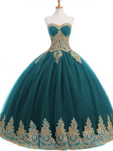 Tulle Sleeveless Floor Length Vestidos de Quinceanera and Appliques