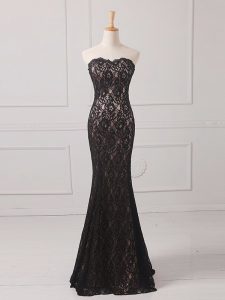 Sweetheart Sleeveless Mother of Groom Dress Floor Length Lace Black Lace